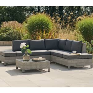Kettler Signature Palma Low Lounge Corner Sofa Set with Coffee Table Whitewash