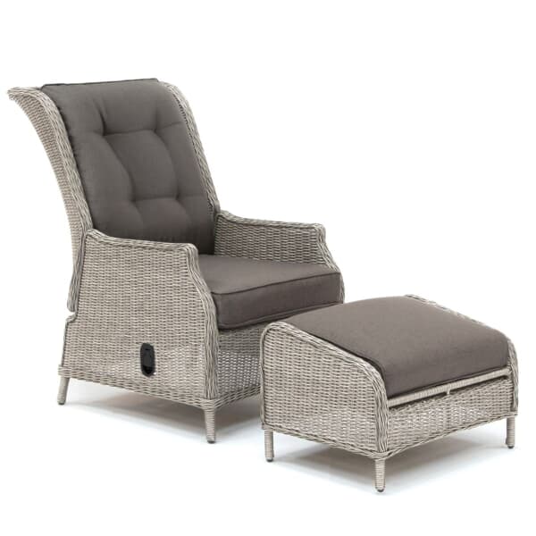 Kettler Palma Signature Recliner Chair with Footstool Whitewash