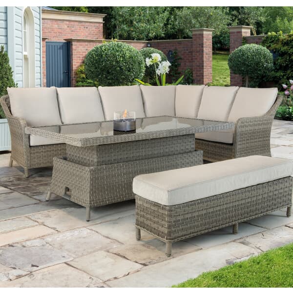 Kettler Charlbury Signature 8 Seat Dining Corner Sofa Set With High/Low