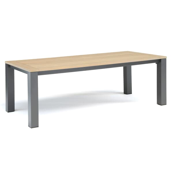 Kettler elba Signature Dining Table 220 x 100 Whitewashed Teak Top Grey