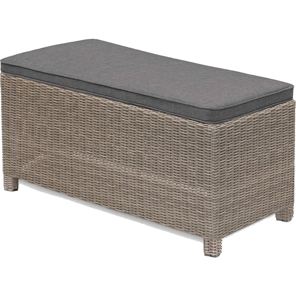 Kettler Palma Bench - Rattan with grey taupe seat pad