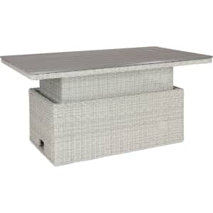Kettler Palma S-Q Height Adjustable Dark Oak Slat Top Table White Wash