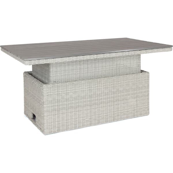 Kettler Palma S-Q Height Adjustable Dark Oak Slat Top Table White Wash