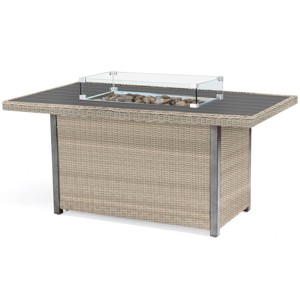 Kettler Palma Fire Pit Table Oyster with Aluminium Slat Top