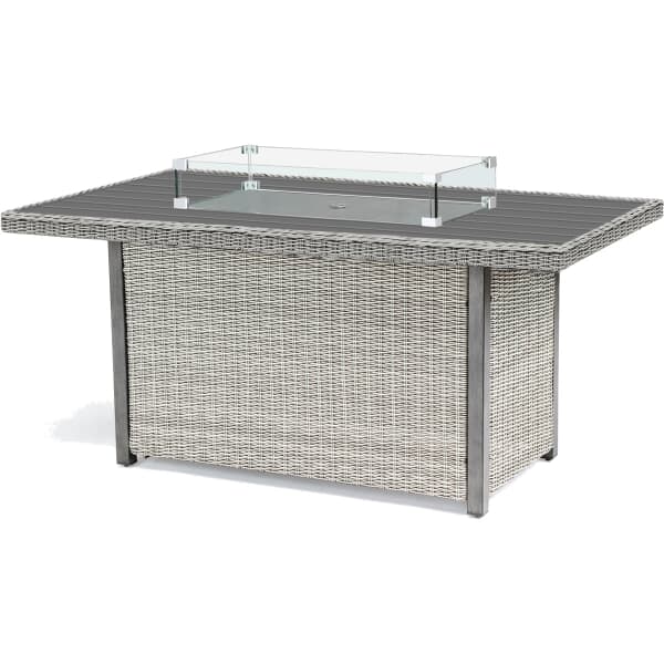 Kettler Palma Fire Pit Table Whitewash with Aluminium Slat Top