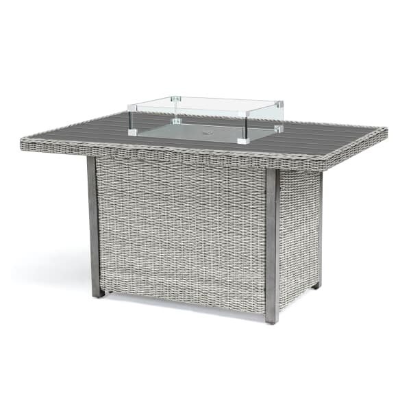 Kettler Palma Mini Fire Pit Table - Whitewash with Aluminium Slat Top