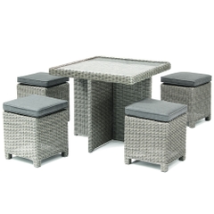 Kettler Palma Cube Set - Whitewash (Glass Top Table)
