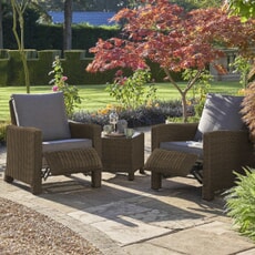 Kettler Palma Relaxer Duo Set - Rattan with Grey Taupe Cushions