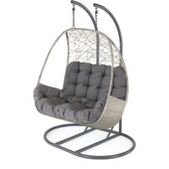 Kettler Palma Double Hanging Cocoon - Whitewash with Grey Taupe Cushion