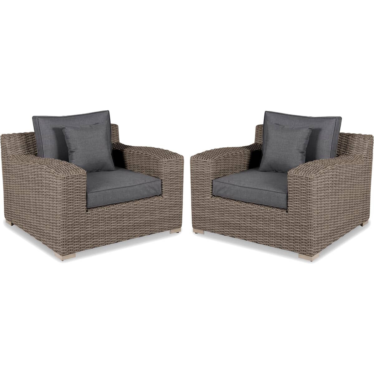 Kettler Palma Luxe Armchair Pair - Rattan with Grey Taupe Cushions