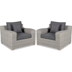 Kettler Palma Luxe Armchair Pair - Whitewash with Grey Taupe Cushions