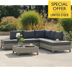 Kettler Palma Low Lounge Corner Set Whitewash with Grey Taupe Cushions