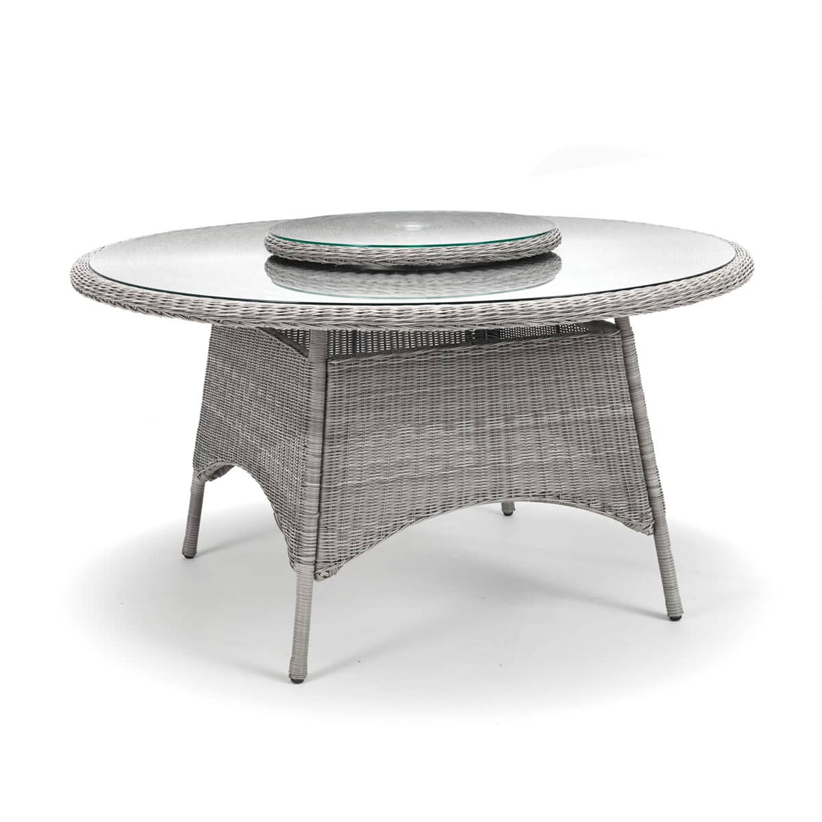 Kettler Weave 144cm Glass Top Table Whitewash (03043195510) Garden