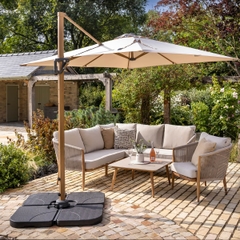 Hartman Aegean Folie 2.5m Square Cantilever Parasol - Folie Pole (DOVE)