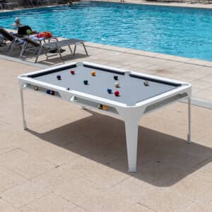 Cornilleau Hyphen Pool Table With Polar White Frame And Mottled Light Grey Top