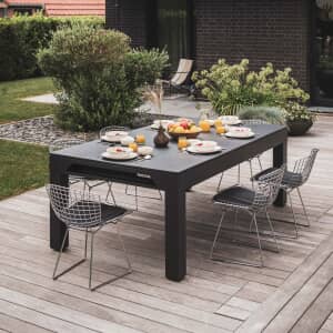 Cornilleau Classic Pool Table Stone Effect Dining Table Top Black Frame