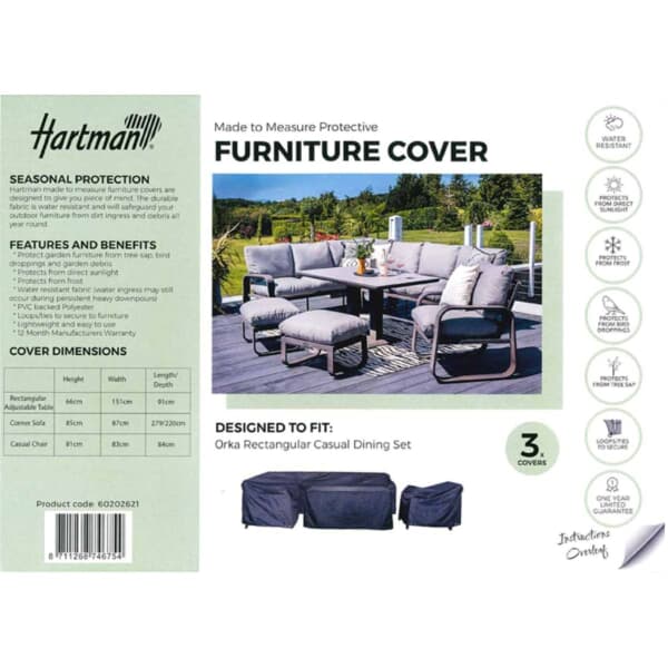 Hartman Orka Rectangular Adjustable Casual Dining Set Covers