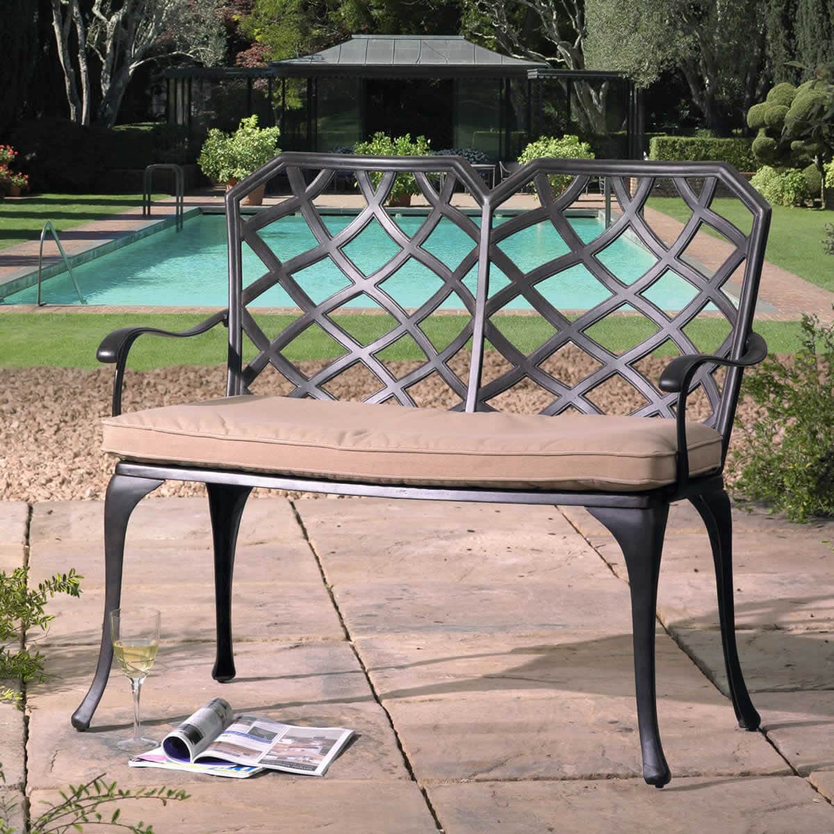 Hartman Rocco Bench and Reversible Cushion (60797062C) Garden