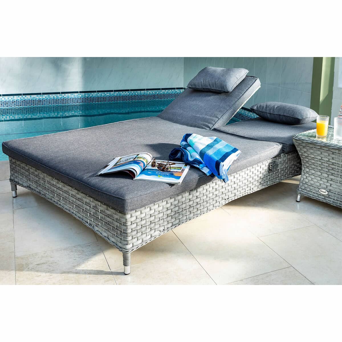 Hartman Heritage Double Lounger with Cushion in Ash/Slate (68150146