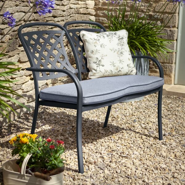 Hartman Berkeley 2 Seat Bench w/cushion Antique Grey/Platinum