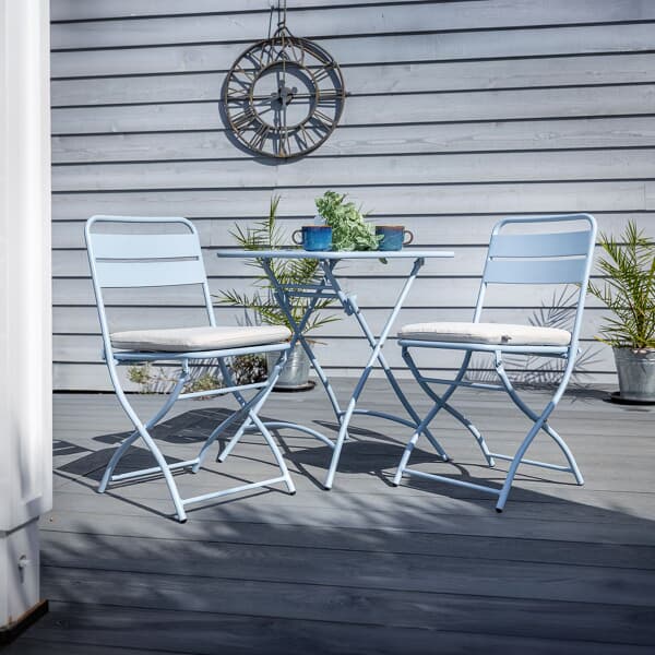 Hartman Urban Folding Bistro Set Duck Egg Blue/Ivory