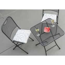 Alexander Rose Portofino Tea for 2 Folding Bistro Set with Grey Stripe Cushions