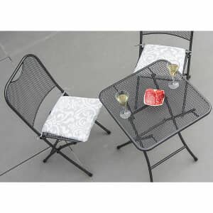 Alexander Rose Portofino Tea for 2 Folding Bistro Set with Grey Stripe Cushions