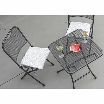 Alexander Rose Portofino Tea for 2 Folding Bistro Set with Grey Stripe Cushions