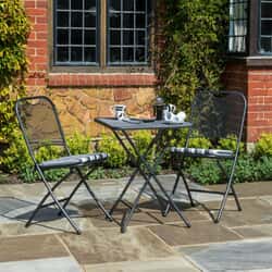 Alexander Rose Portofino Tea for 2 Folding Set with Green Stripe Cushions