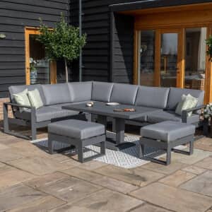 Maze Amalfi Large Corner Dining Set with Rectangular Height Adjustable Table Grey