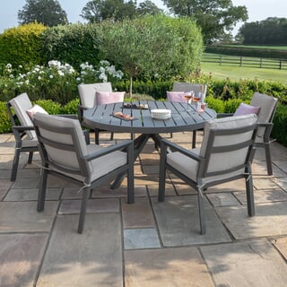 Maze New York 6 Seat Round Dining Set Dove Grey