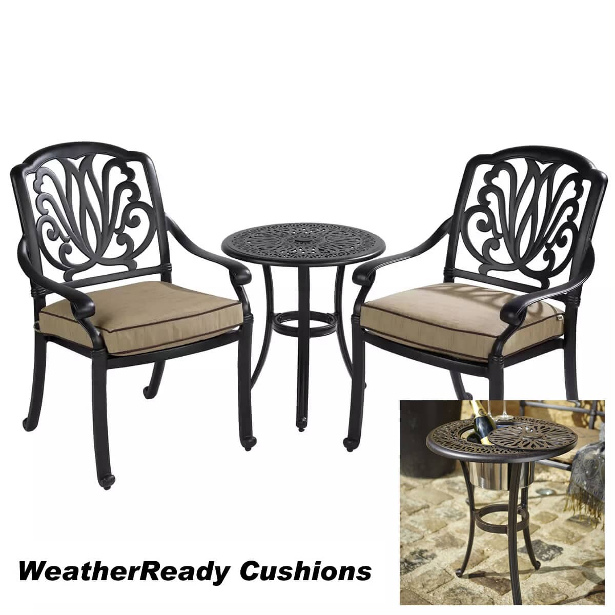 Bistro set deals with ice bucket