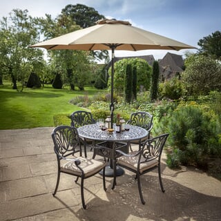 Hartman Amalfi 4 Seat Round Set In Bronze with Amber Cushions