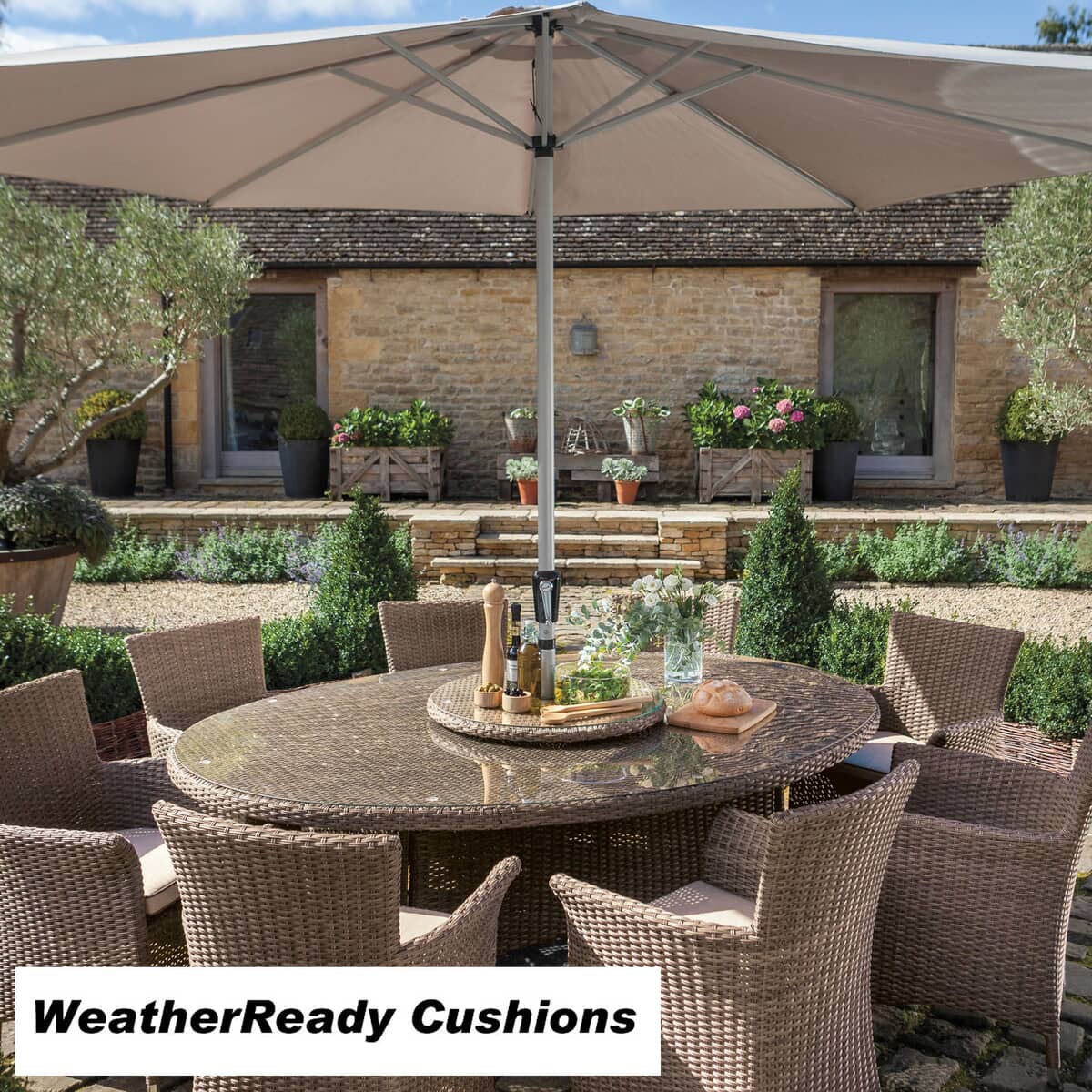 Hartman Appleton 8 Seat Elliptical Set with Lazy Susan Weatherready