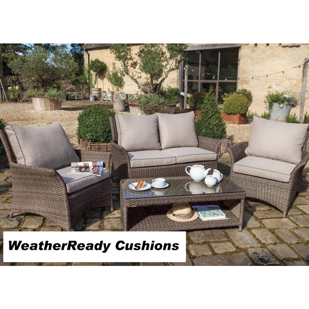 Hartman Appleton Shelf Lounge Set Weatherready Cushions Bark/Sand ...