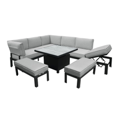 Hartman Apollo Comfort Corner Casual Dining Set With Adjustable Table Carbon/Pewter