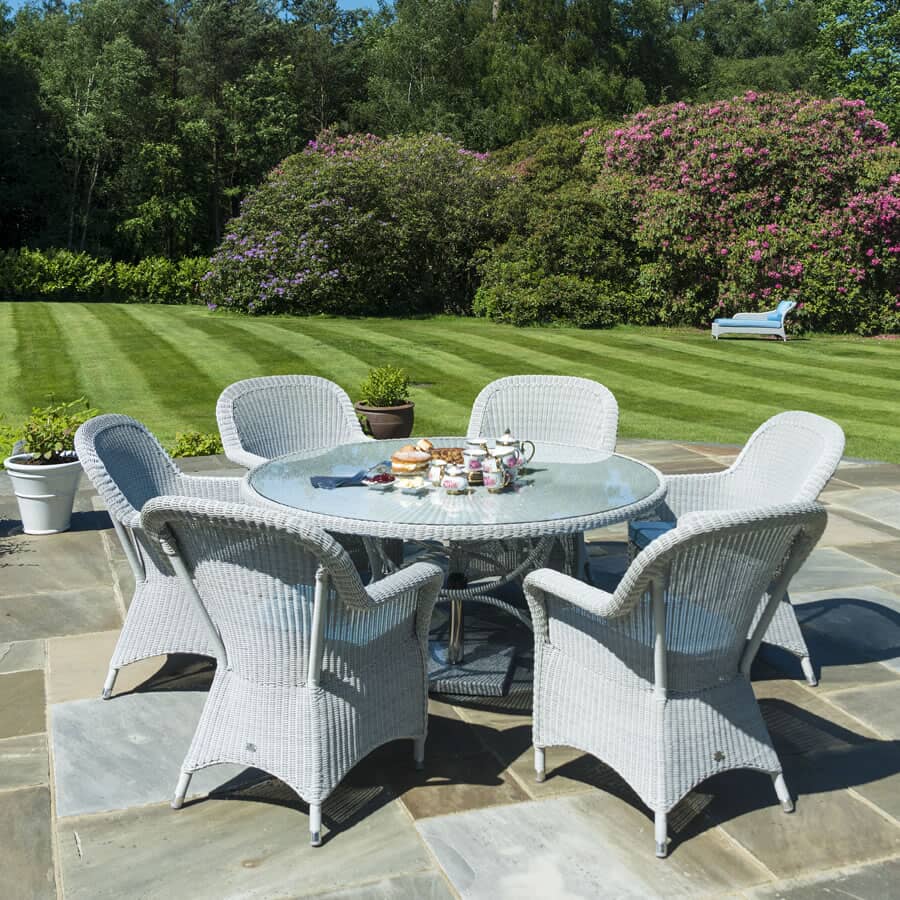 Alexander Rose Classic 6 Seater Closed Weave Rattan Round 155cm Dining Set ARCSET9 Garden Furniture World