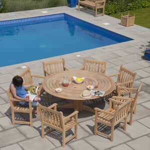 Alexander Rose Bengal Roble Round 8 Seat Dining Set