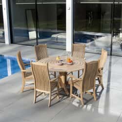 Alexander Rose Bengal Roble Round 6 Seat Dining Set