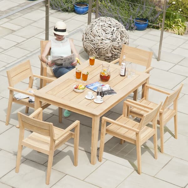 Alexander Rose Tivoli Roble Stacking 6 Seat Rectangular Dining Set