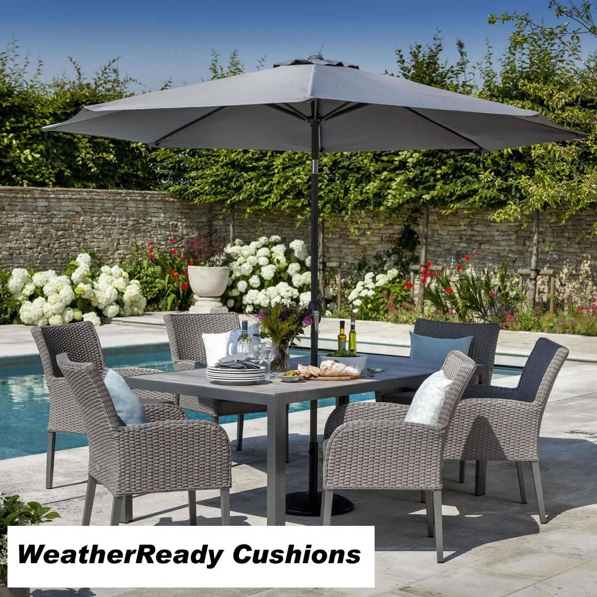 Hartman Atlanta 6 Seat Set Weatherready Cushions Platinum/Pebble