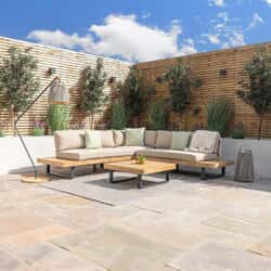 Maze Bali Wooden Platform Corner Sofa Set Sandstone