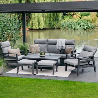 LG Outdoor Barcelona Lounge Sofa Dining Set with Adjustable Table