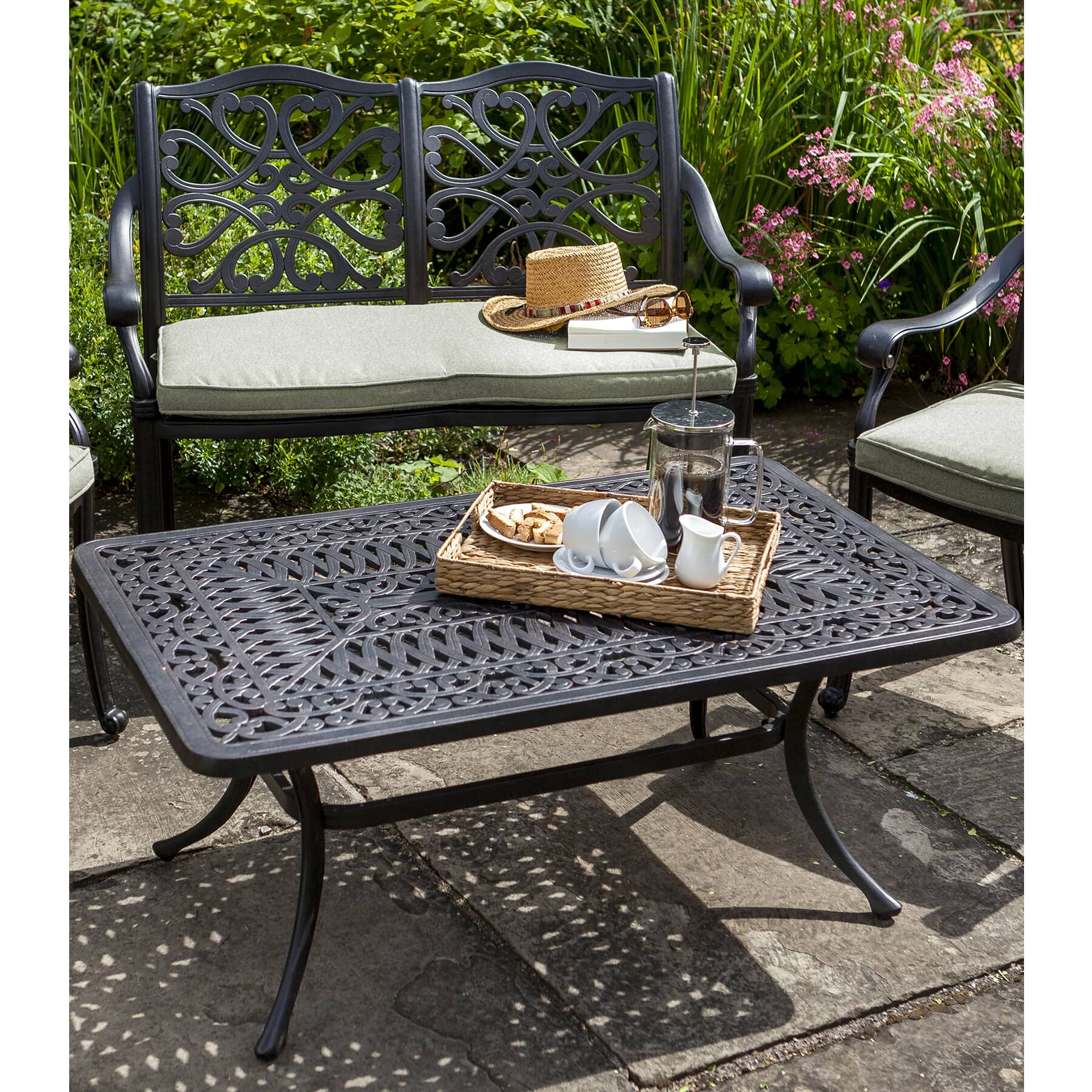 bardsey outdoor bench coffee set - cafe reality