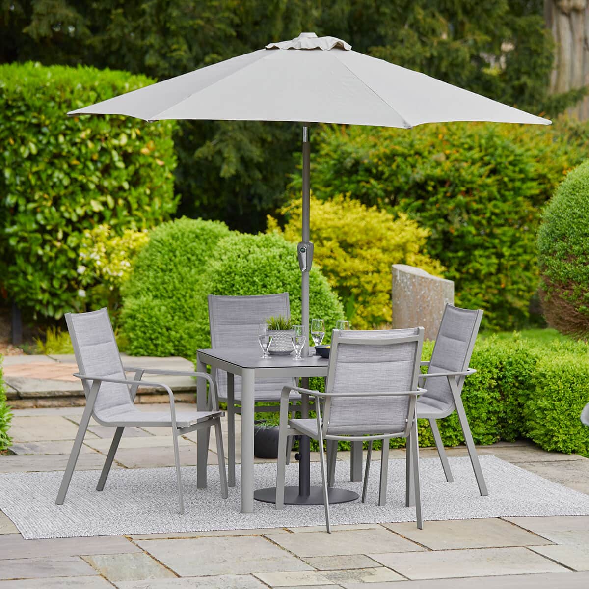 4 seater patio set with umbrella WYNSTON 4-Piece Outdoor Conversation Cushions, Gray/Orange Whether your furnishing your residential or commercial space 4-seat Patio Dining Outdoor Table