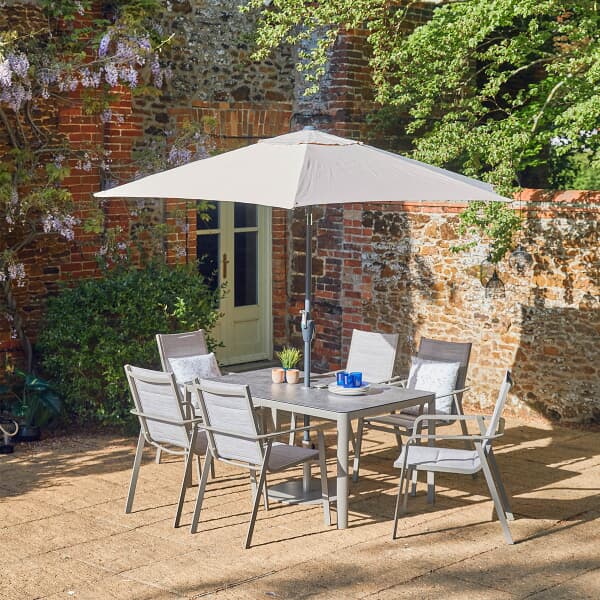 LG Outdoor Capri 6 Seat Dining Set with 3m Parasol