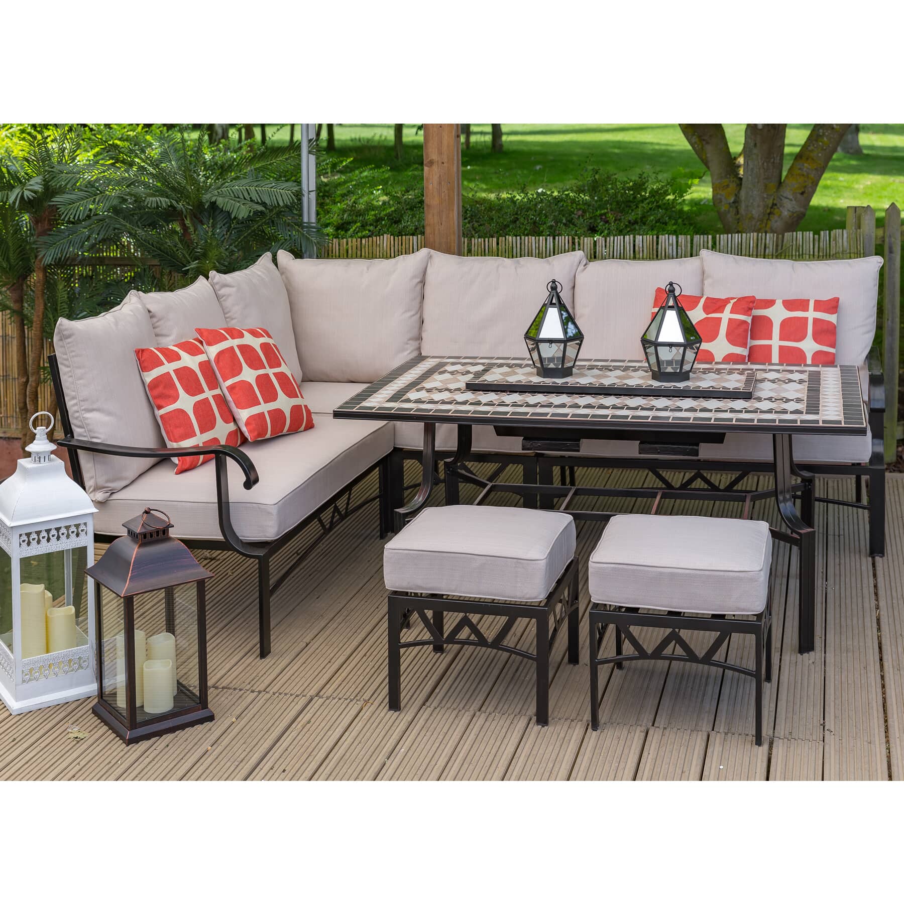 Lg Outdoor Casablanca Modular Dining Firepit Set Casset6