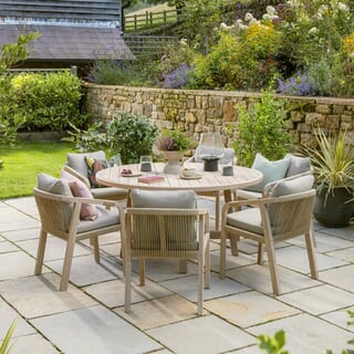 Kettler Cora Rope 6 Seat Round Dining Set With Weather Proof Cushions
