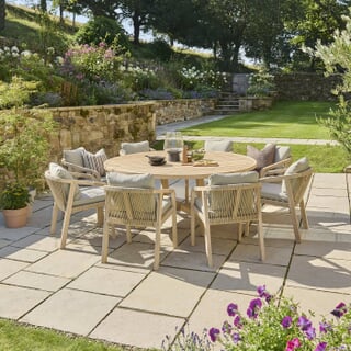 Kettler Cora Rope 8 Seat Round Dining Set With Weather Proof Cushions