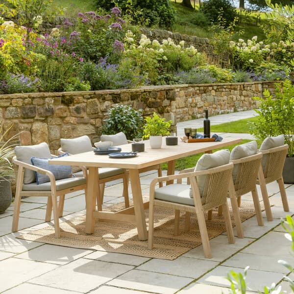 Kettler Cora Rope 6 Seat Rectangular Dining Set With Weather Proof Cushions